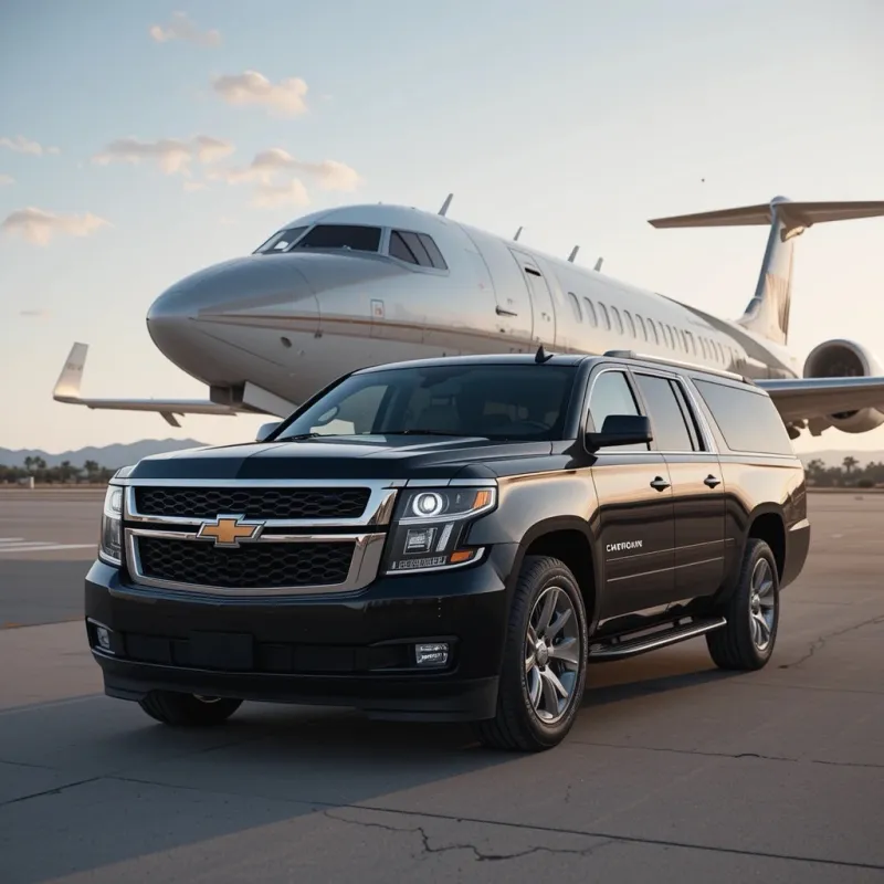 Black Chevrolet Suburban airport car service vehicle — Gary's Airport Service Long Island